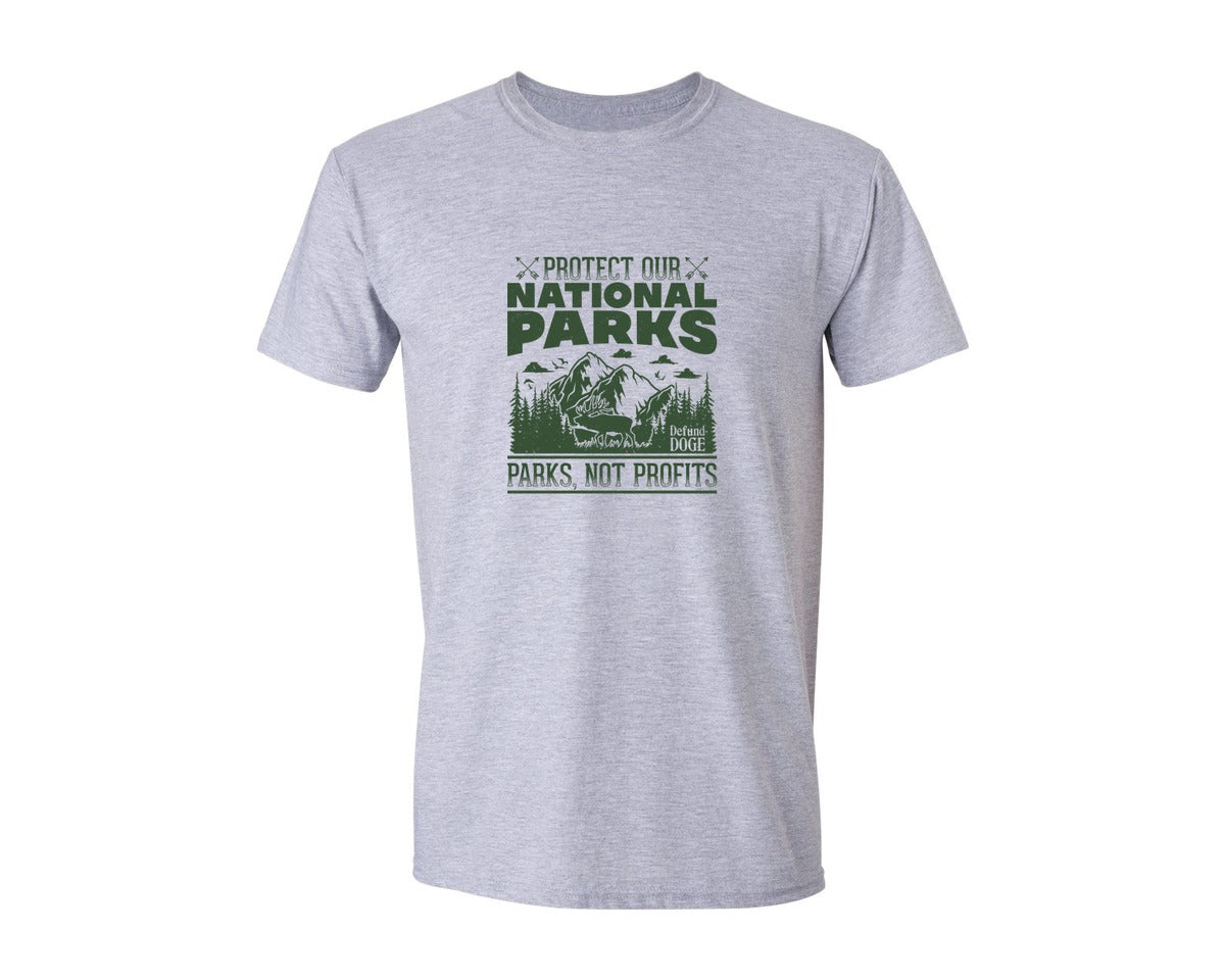 brand:Generic|color:Sports Grey / Athletic Heather|Protect Our National Parks Defund Doge 2 Graphic T-Shirt