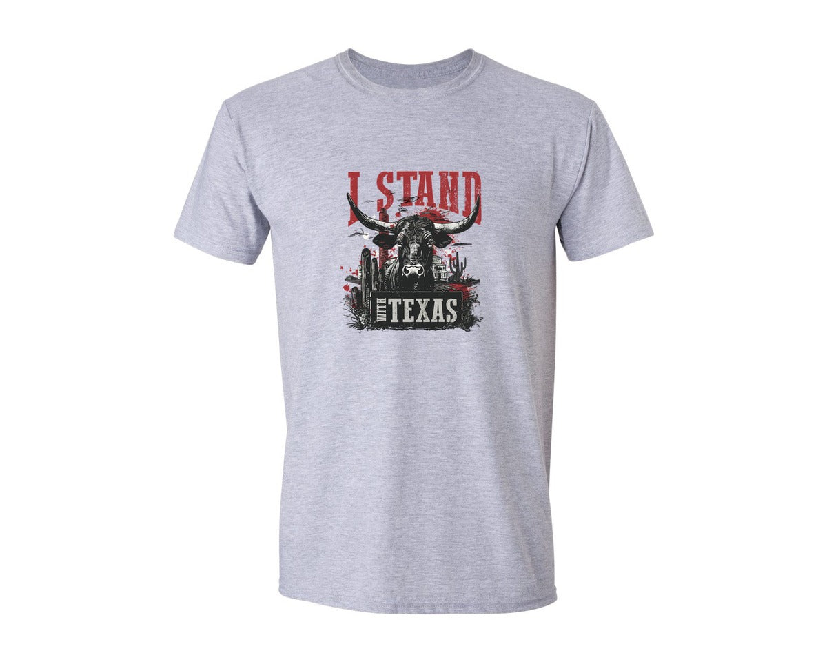 brand:Generic|color:Sports Grey / Athletic Heather|I Stand With Texas T Shirt Design Graphic T-Shirt