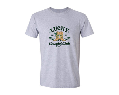 brand:Generic|color:Sports Grey / Athletic Heather|St Patricks Day Lucky Cowgirl Coquette 7 Graphic T-Shirt