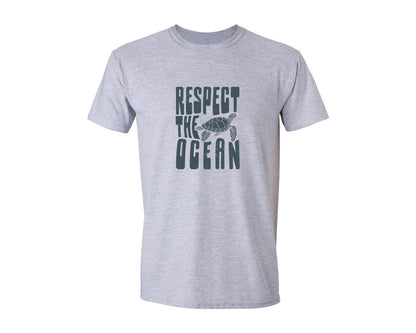 brand:Generic|color:Sports Grey / Athletic Heather|Respect The Ocean T Shirt Design Graphic T-Shirt