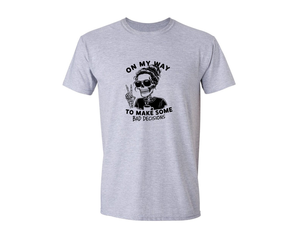 brand:Generic|color:Sports Grey / Athletic Heather|Funny Skeleton Adult Humor Graphic T-Shirt