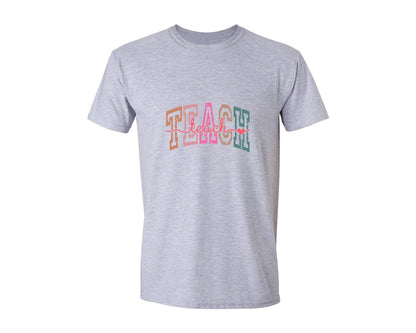 brand:Generic|color:Sports Grey / Athletic Heather|Retro Teach Teacher School Graphic T-Shirt