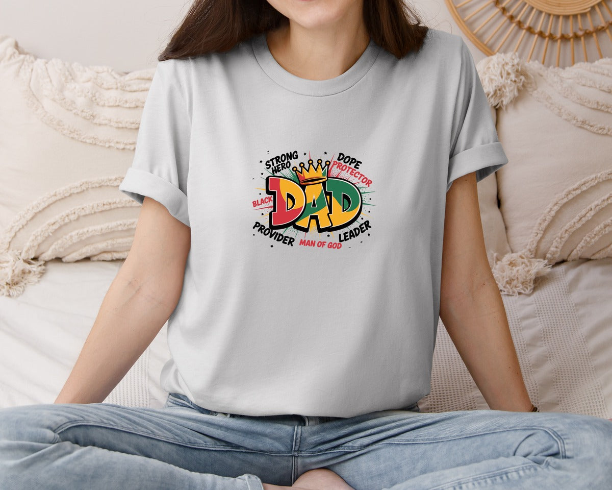 brand:Bella Canvas|color:Sports Grey / Athletic Heather|Hero Dad Crown Graffiti Style Graphic T-Shirt