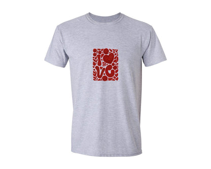 brand:Generic|color:Sports Grey / Athletic Heather|Faux Crochet Valentines Love Floral Graphic T-Shirt