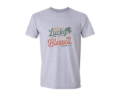 brand:Generic|color:Sports Grey / Athletic Heather|Not Lucky Simply Blessed Lucky 2 Graphic T-Shirt
