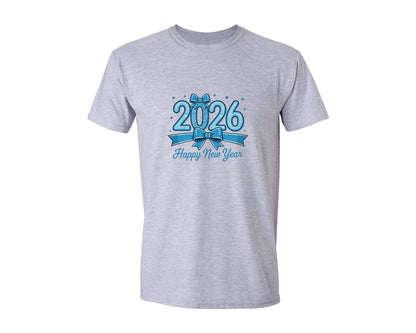 brand:Generic|color:Sports Grey / Athletic Heather|Happy New Year 2026 Blue New Year Graphic T-Shirt
