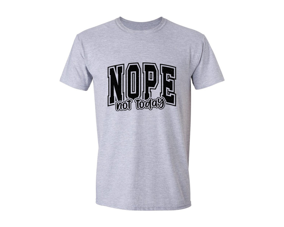 brand:Generic|color:Sports Grey / Athletic Heather|Nope Not Today Graphic T-Shirt