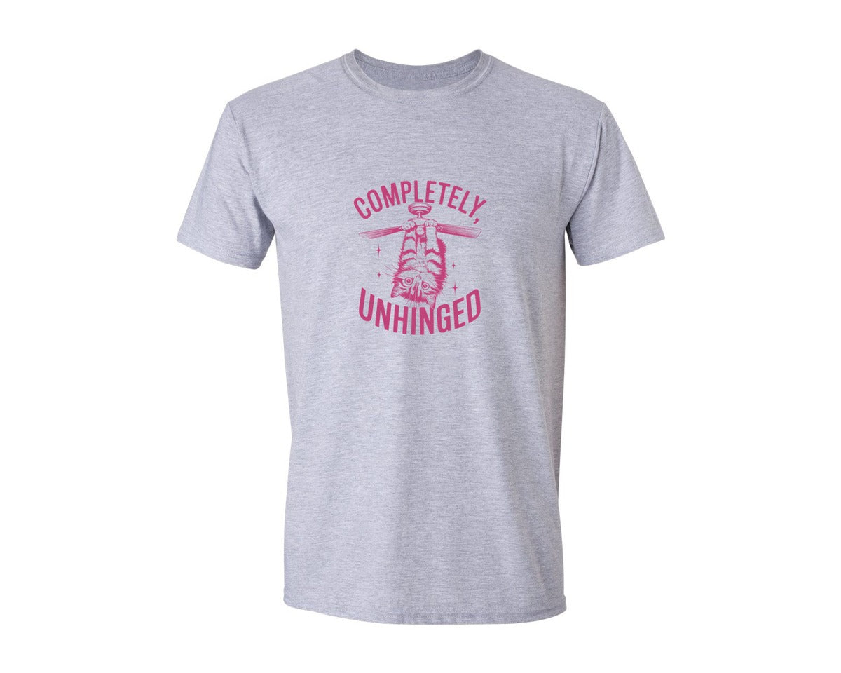 brand:Generic|color:Sports Grey / Athletic Heather|Completely Unhinged Funny Cat T Shirt 2 Graphic T-Shirt