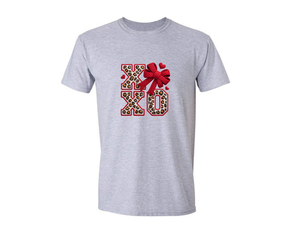 brand:Generic|color:Sports Grey / Athletic Heather|Xoxo Leopard Print Valentine Design Graphic T-Shirt