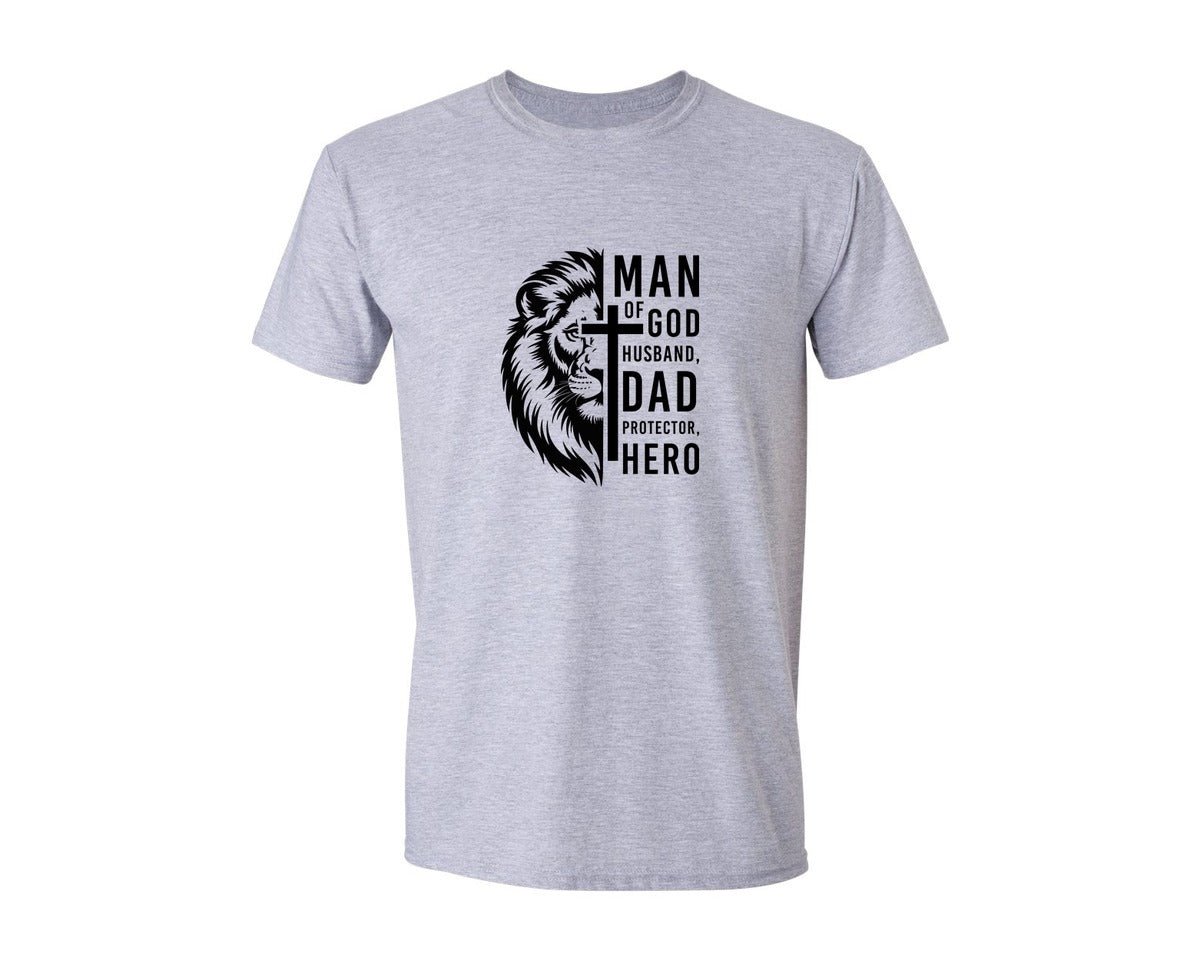 brand:Generic|color:Sports Grey / Athletic Heather|Man Of God Christian Dad 5 Graphic T-Shirt