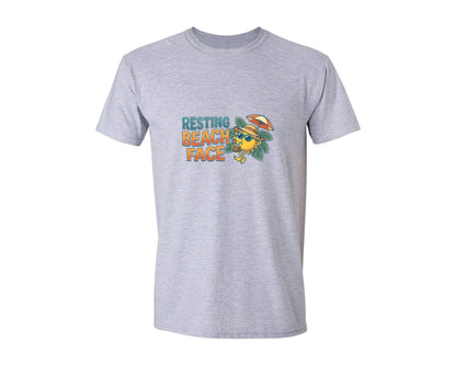 brand:Generic|color:Sports Grey / Athletic Heather|Resting Beach Face 26 Graphic T-Shirt