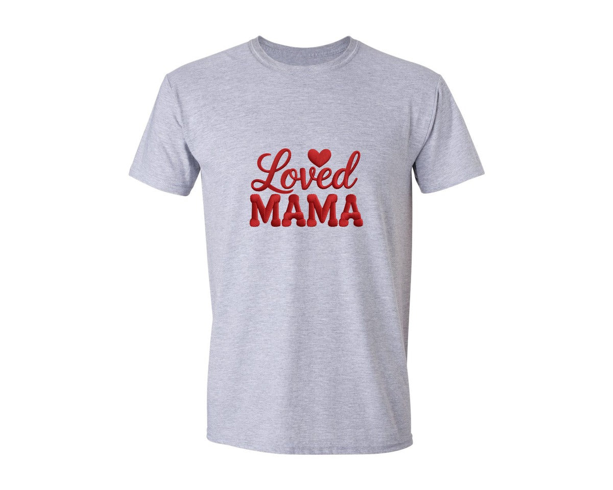 brand:Generic|color:Sports Grey / Athletic Heather|Loved Mama Retro Text Mothers Day Graphic T-Shirt