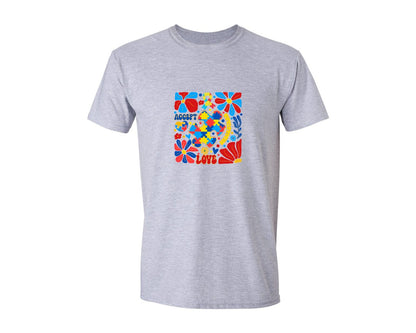 brand:Generic|color:Sports Grey / Athletic Heather|Boho Autism Floral Autism Graphic T-Shirt