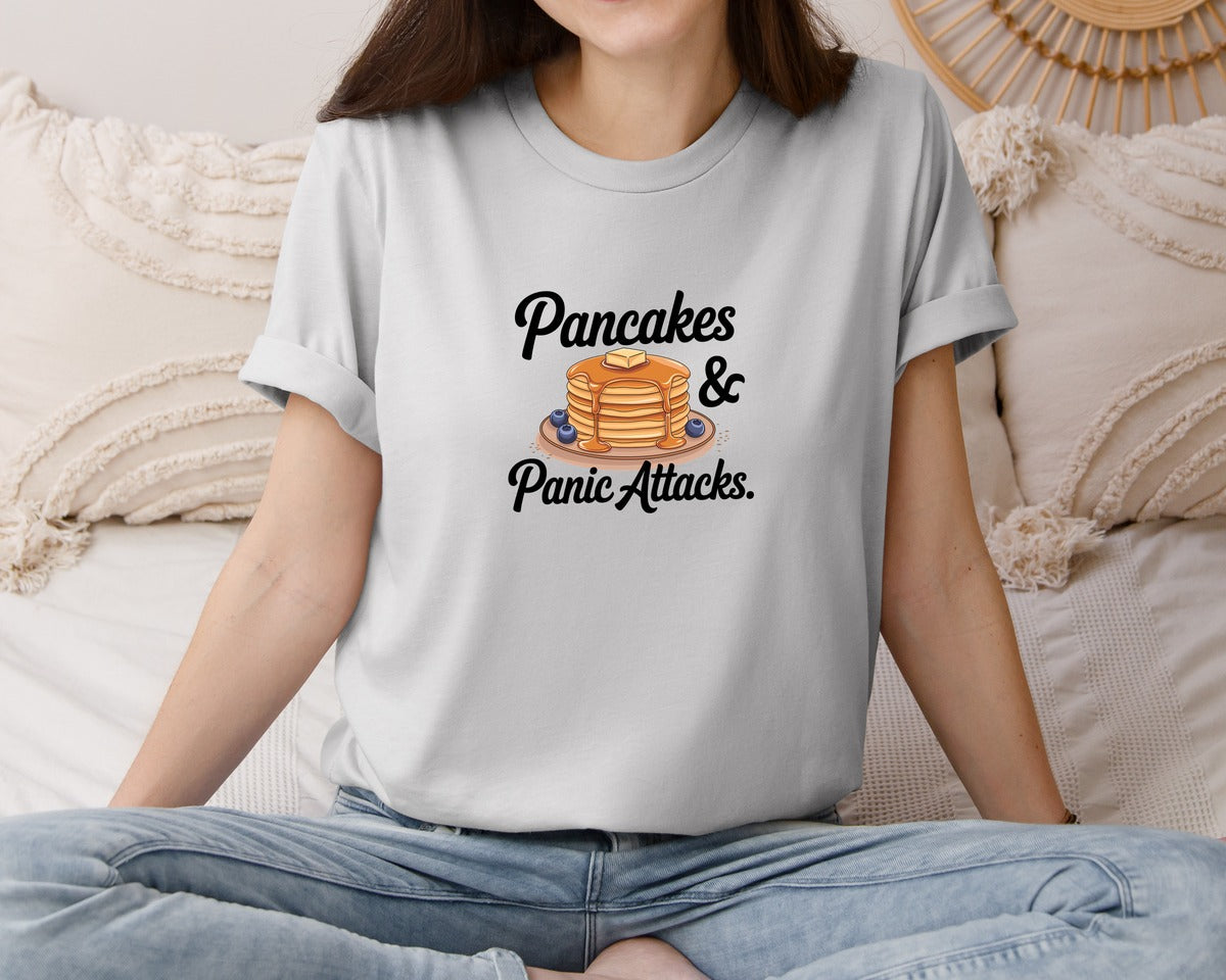 brand:Bella Canvas|color:Sports Grey / Athletic Heather|Pancakes Panic Attacks Graphic T-Shirt
