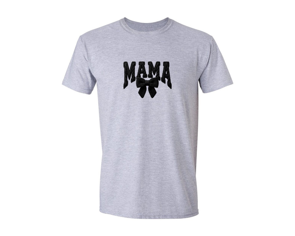brand:Generic|color:Sports Grey / Athletic Heather|Faux Yarn Mama Coquette Bow Graphic T-Shirt