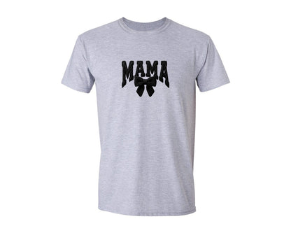 brand:Generic|color:Sports Grey / Athletic Heather|Faux Yarn Mama Coquette Bow Graphic T-Shirt