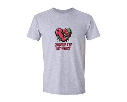 brand:Generic|color:Sports Grey / Athletic Heather|Zombie Ate My Heart Graphic T-Shirt