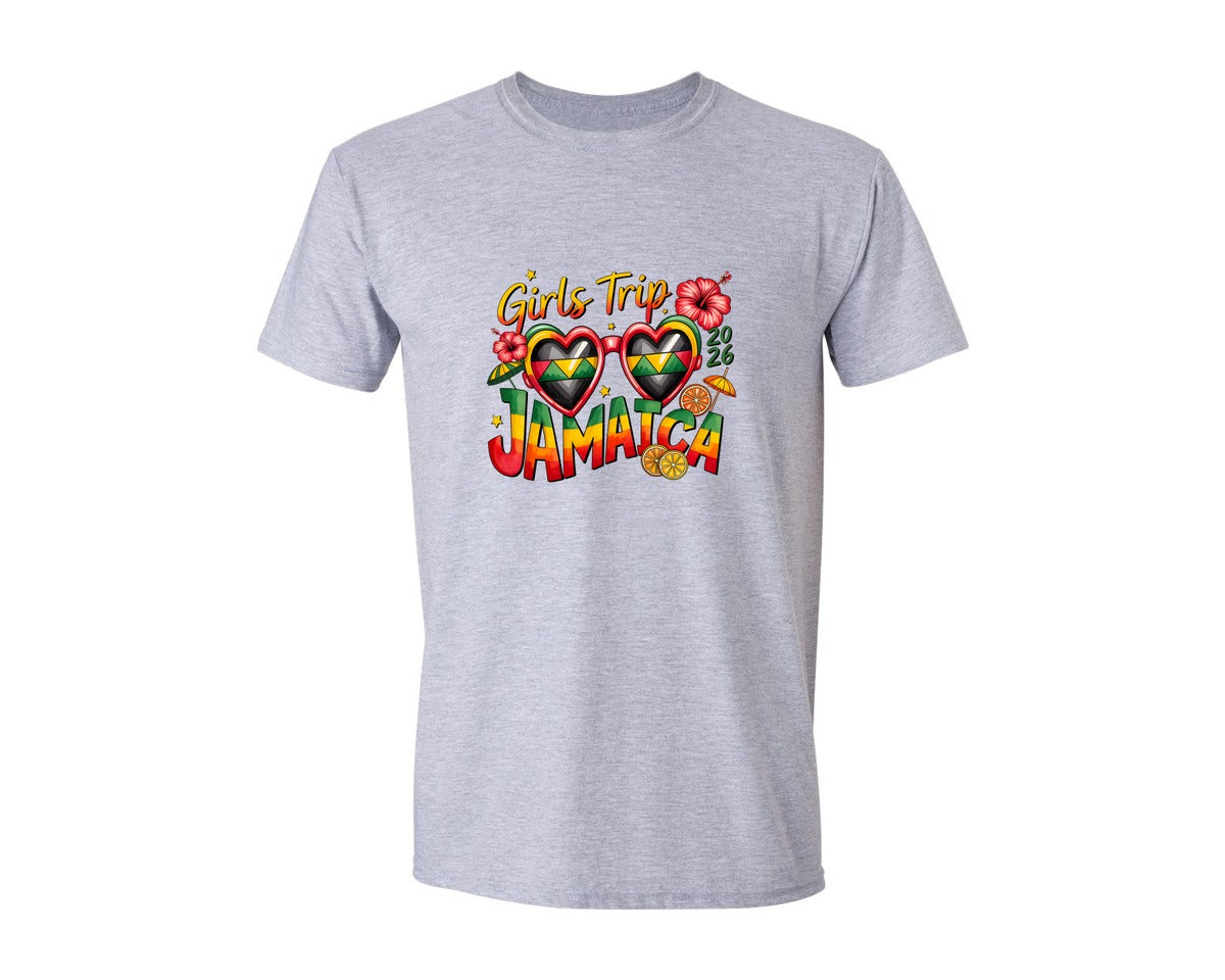 brand:Generic|color:Sports Grey / Athletic Heather|Girls Trip Jamaica 2026 Graphic T-Shirt