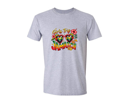 brand:Generic|color:Sports Grey / Athletic Heather|Girls Trip Jamaica 2026 Graphic T-Shirt