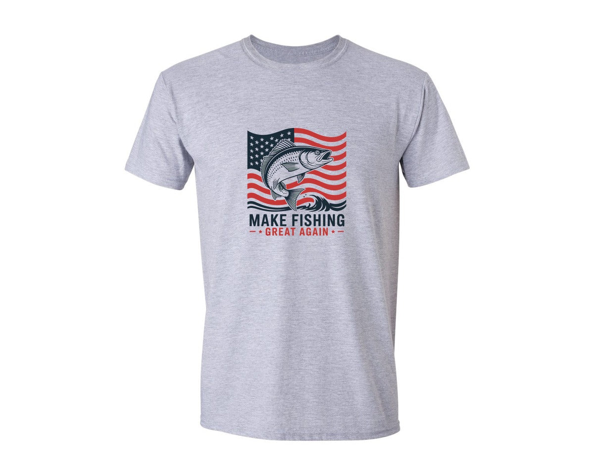 brand:Generic|color:Sports Grey / Athletic Heather|Make Fishing Great Again T Shirt Graphic T-Shirt
