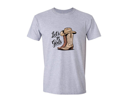 brand:Generic|color:Sports Grey / Athletic Heather|Lets Go Girls Cowboy Boots And Ha Graphic T-Shirt