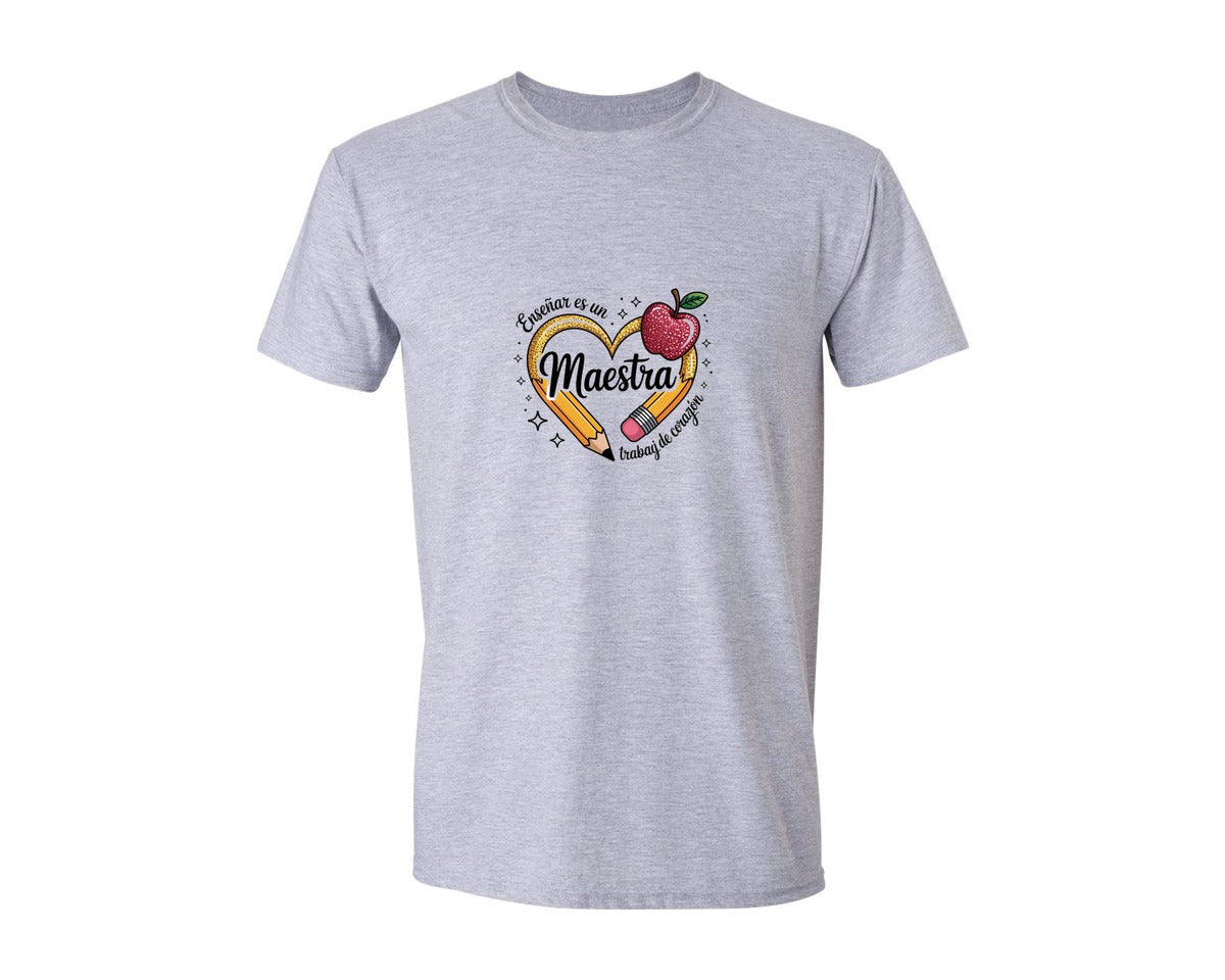 brand:Generic|color:Sports Grey / Athletic Heather|Spanish Teacher Rainbow Pencil Graphic T-Shirt