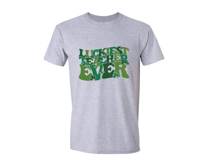 brand:Generic|color:Sports Grey / Athletic Heather|Retro Lucky Teacher St Patricks Day Graphic T-Shirt