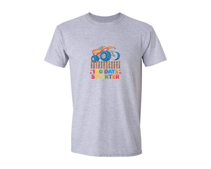 brand:Generic|color:Sports Grey / Athletic Heather|100 Days Smarter Monster Truck Graphic T-Shirt