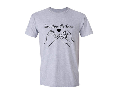 brand:Generic|color:Sports Grey / Athletic Heather|Pinky Promise Couple Hands Graphic T-Shirt