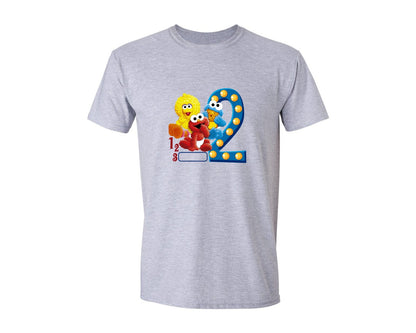 brand:Generic|color:Sports Grey / Athletic Heather|Sesame Street 2Nd Birthday T Shirt Graphic T-Shirt