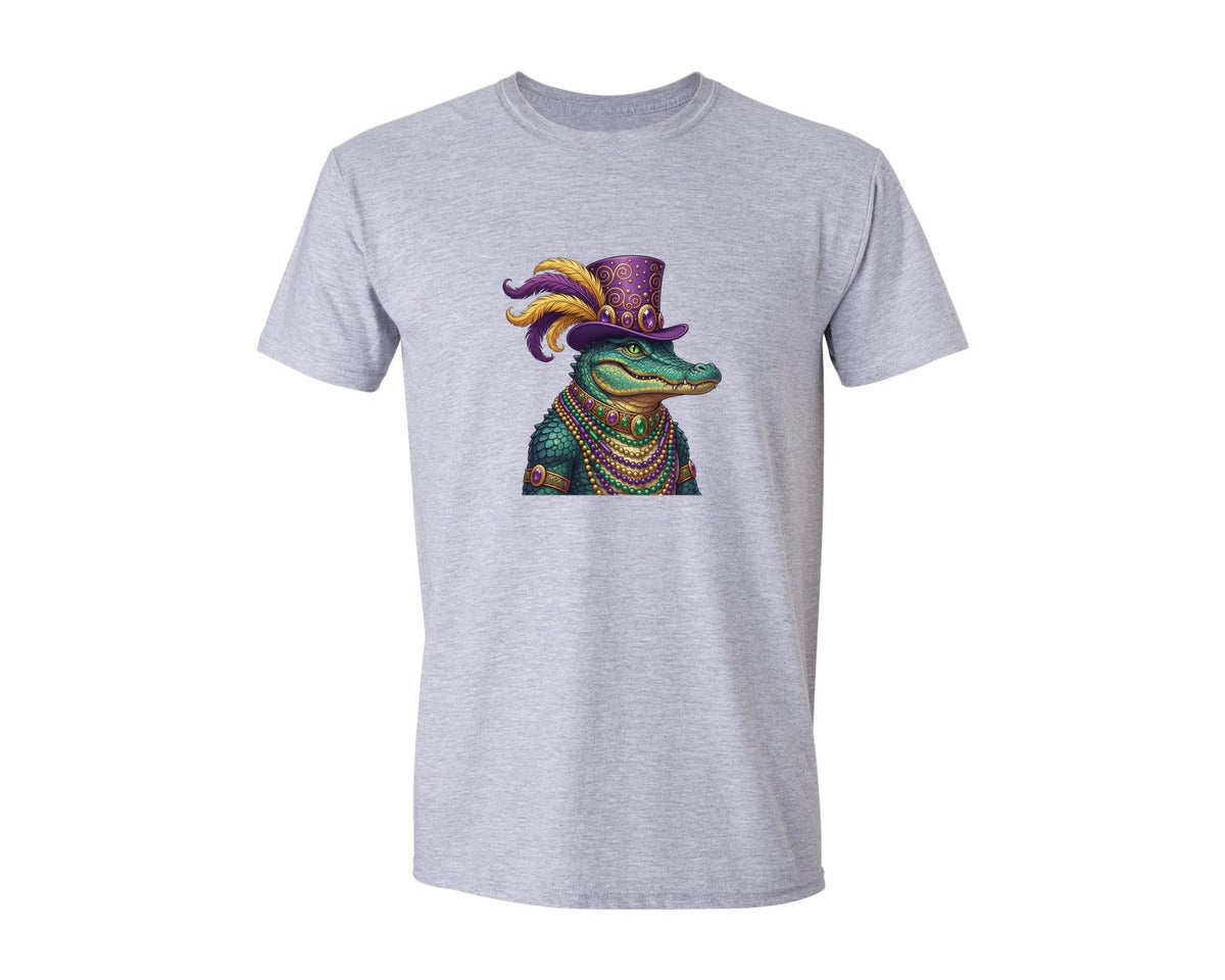 brand:Generic|color:Sports Grey / Athletic Heather|Mardi Gras Alligator 4 Graphic T-Shirt