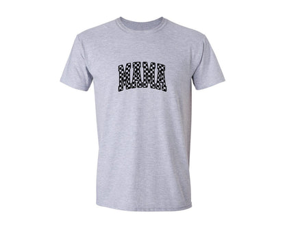 brand:Generic|color:Sports Grey / Athletic Heather|Retro Checkered Mama Graphic T-Shirt