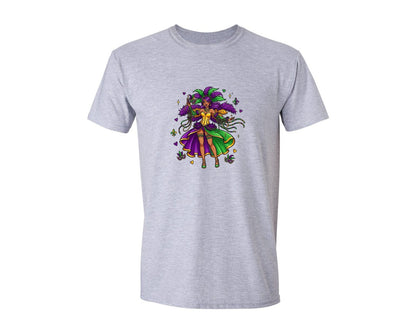 brand:Generic|color:Sports Grey / Athletic Heather|Cute Mardi Gras Girl Graphic T-Shirt