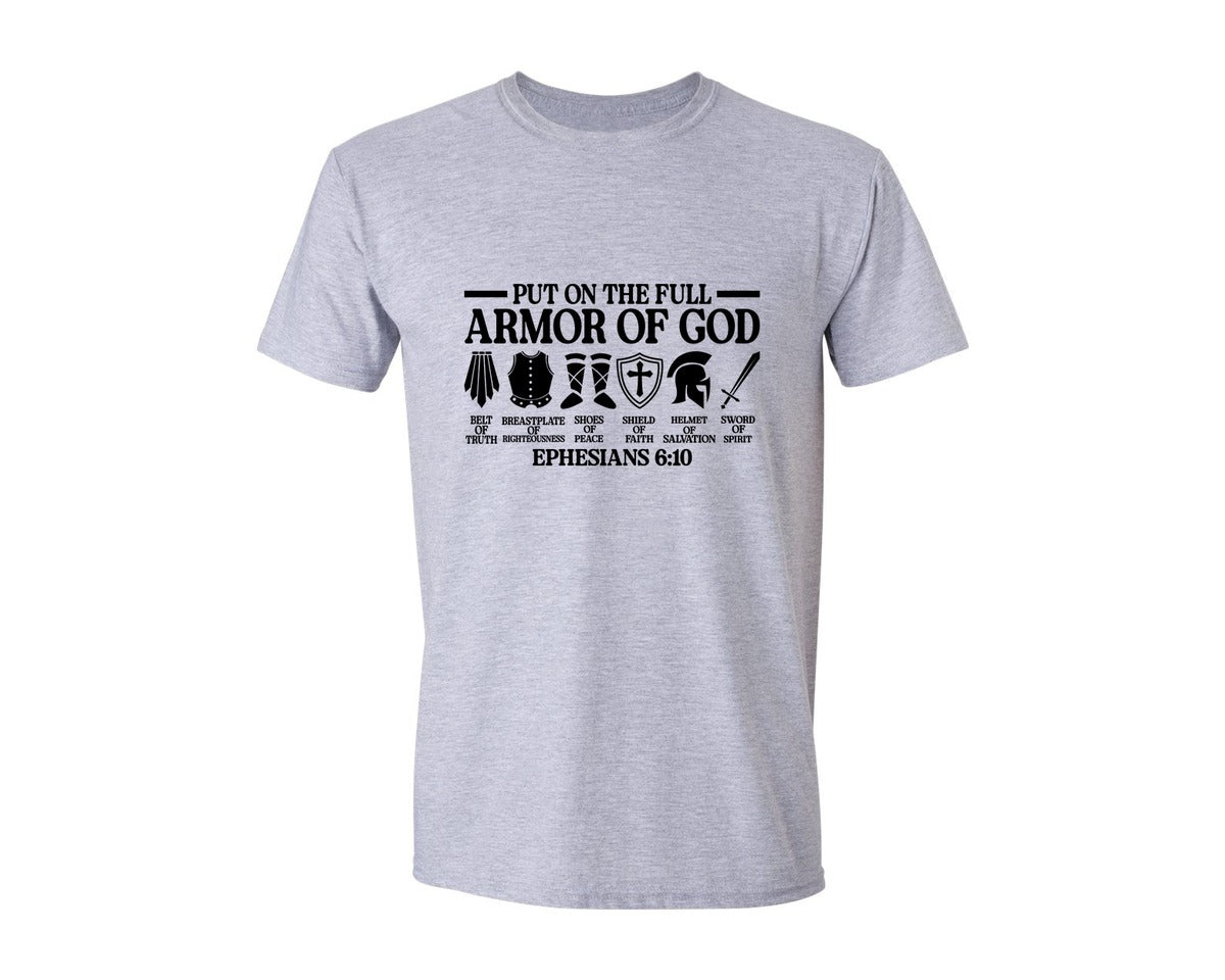 brand:Generic|color:Sports Grey / Athletic Heather|Put On The Full Armor Of God Shirt Graphic T-Shirt