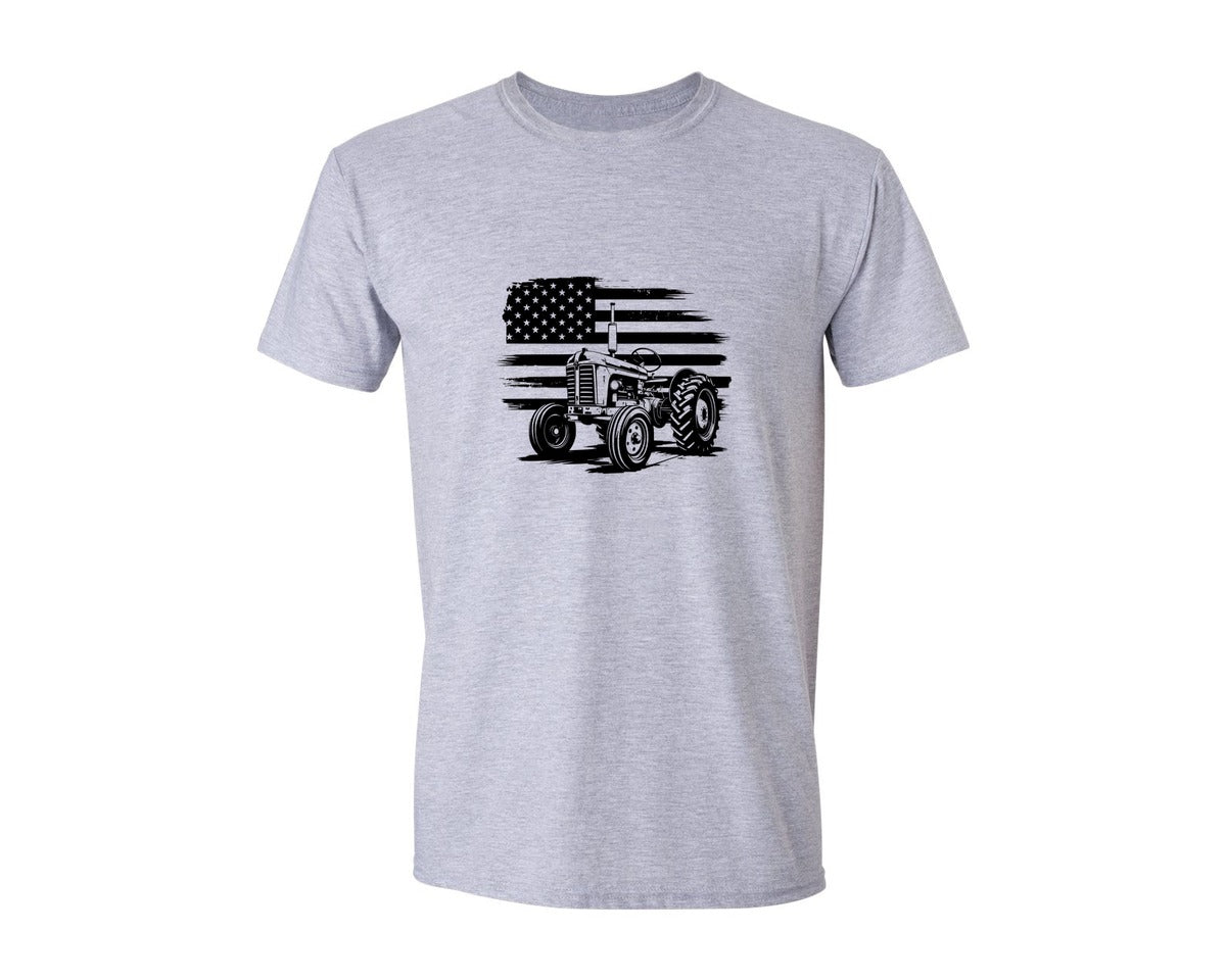 brand:Generic|color:Sports Grey / Athletic Heather|Tractor Flag Vector T Shirt Design Graphic T-Shirt