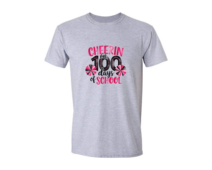 brand:Generic|color:Sports Grey / Athletic Heather|Cheering On 100 Days Of School Graphic T-Shirt