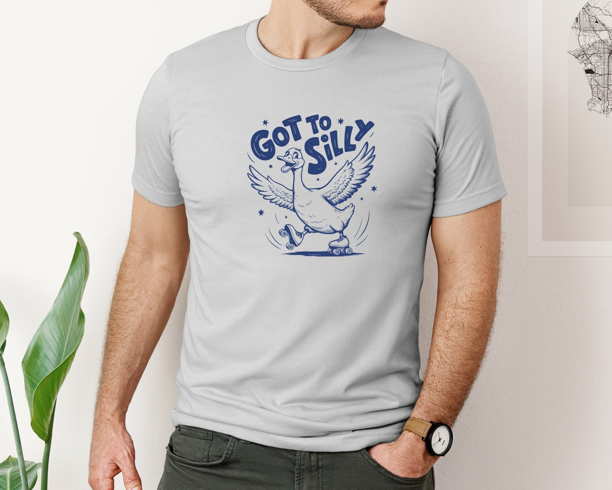 brand:Bella Canvas|color:Sports Grey / Athletic Heather|Funny Goose Got Too Silly Design Graphic T-Shirt