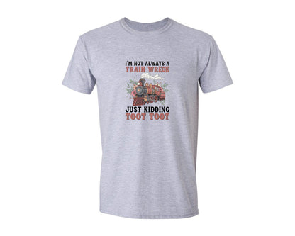 brand:Generic|color:Sports Grey / Athletic Heather|Funny Toot Toot Train Graphic T-Shirt
