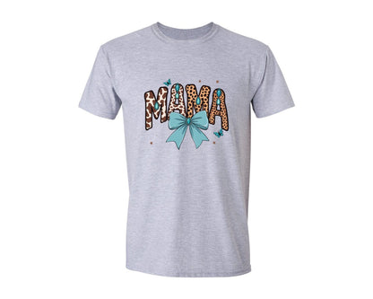 brand:Generic|color:Sports Grey / Athletic Heather|Western Leopard Mama With Bow 5 Graphic T-Shirt
