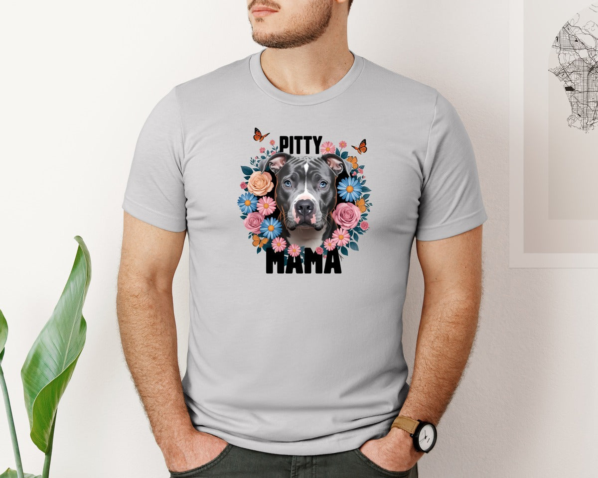 brand:Bella Canvas|color:Sports Grey / Athletic Heather|Pitty Mama Cute Pitbull Dog 3 Graphic T-Shirt