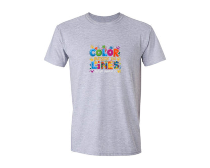 brand:Generic|color:Sports Grey / Athletic Heather|Color Outside The Lines Autism Awareness Graphic T-Shirt