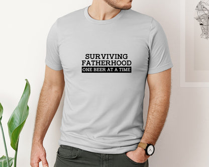brand:Bella Canvas|color:Sports Grey / Athletic Heather|Surviving Fatherhood Mens T Shirt Graphic T-Shirt