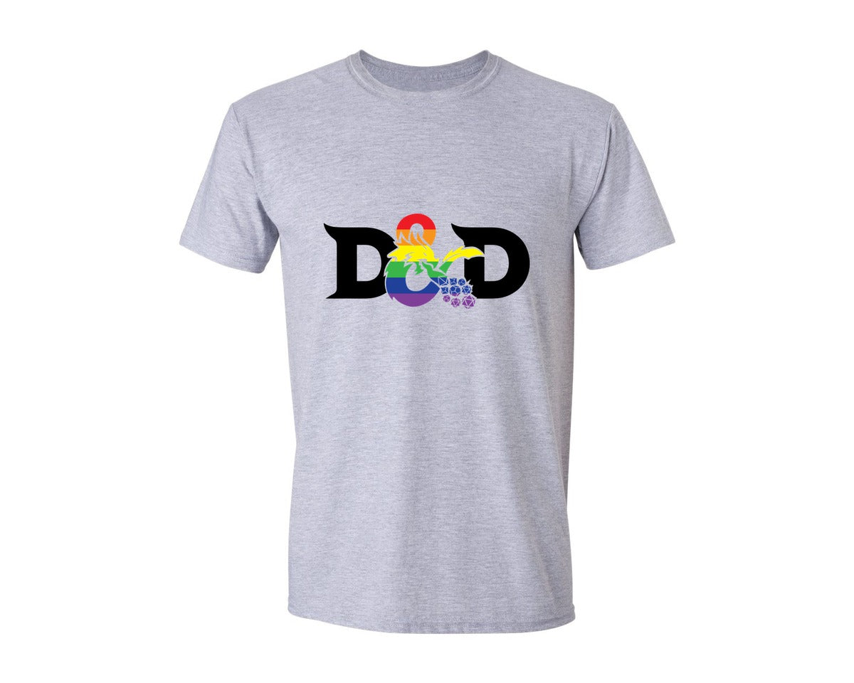 brand:Generic|color:Sports Grey / Athletic Heather|Dnd Logo Rainbow Tshirt Design Graphic T-Shirt