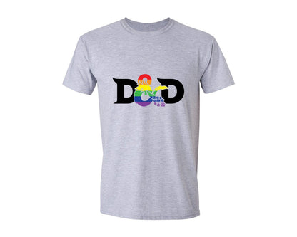 brand:Generic|color:Sports Grey / Athletic Heather|Dnd Logo Rainbow Tshirt Design Graphic T-Shirt