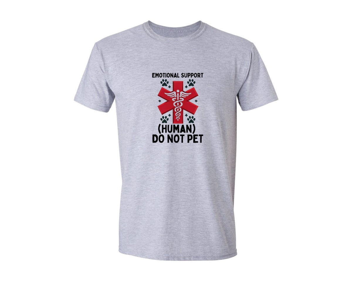 brand:Generic|color:Sports Grey / Athletic Heather|Emotional Support Human Do Not Pet Graphic T-Shirt