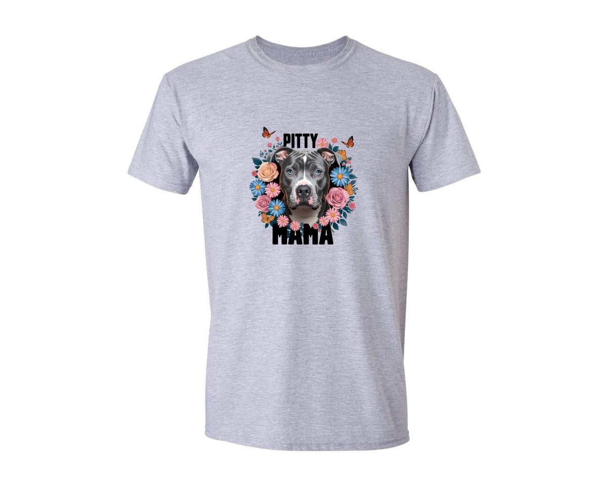 brand:Generic|color:Sports Grey / Athletic Heather|Pitty Mama Cute Pitbull Dog 3 Graphic T-Shirt