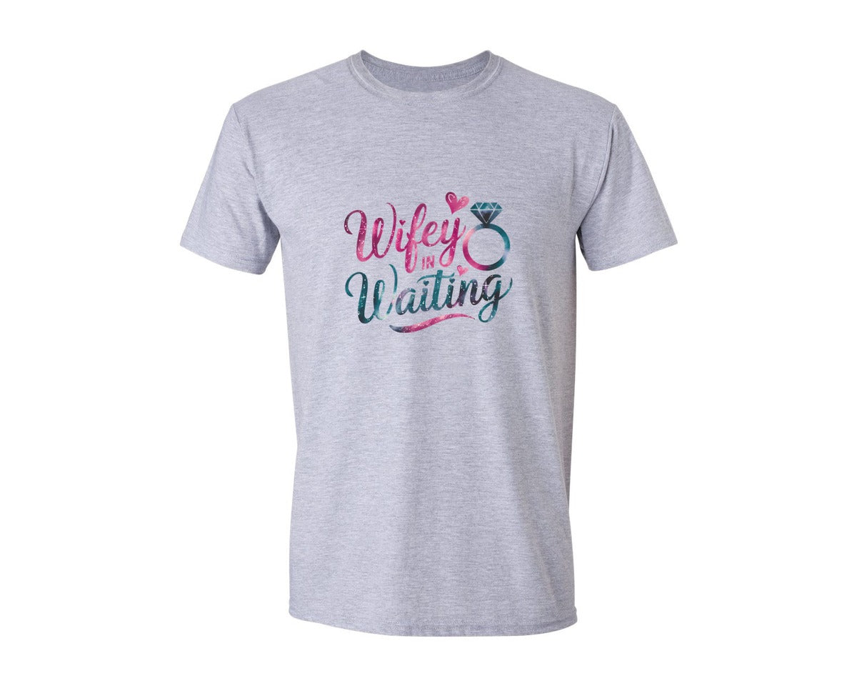 brand:Generic|color:Sports Grey / Athletic Heather|Wifey In Waiting Bride Graphic T-Shirt