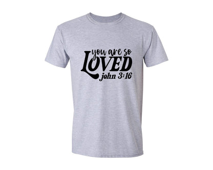 brand:Generic|color:Sports Grey / Athletic Heather|You Are So Loved Christian Graphic T-Shirt