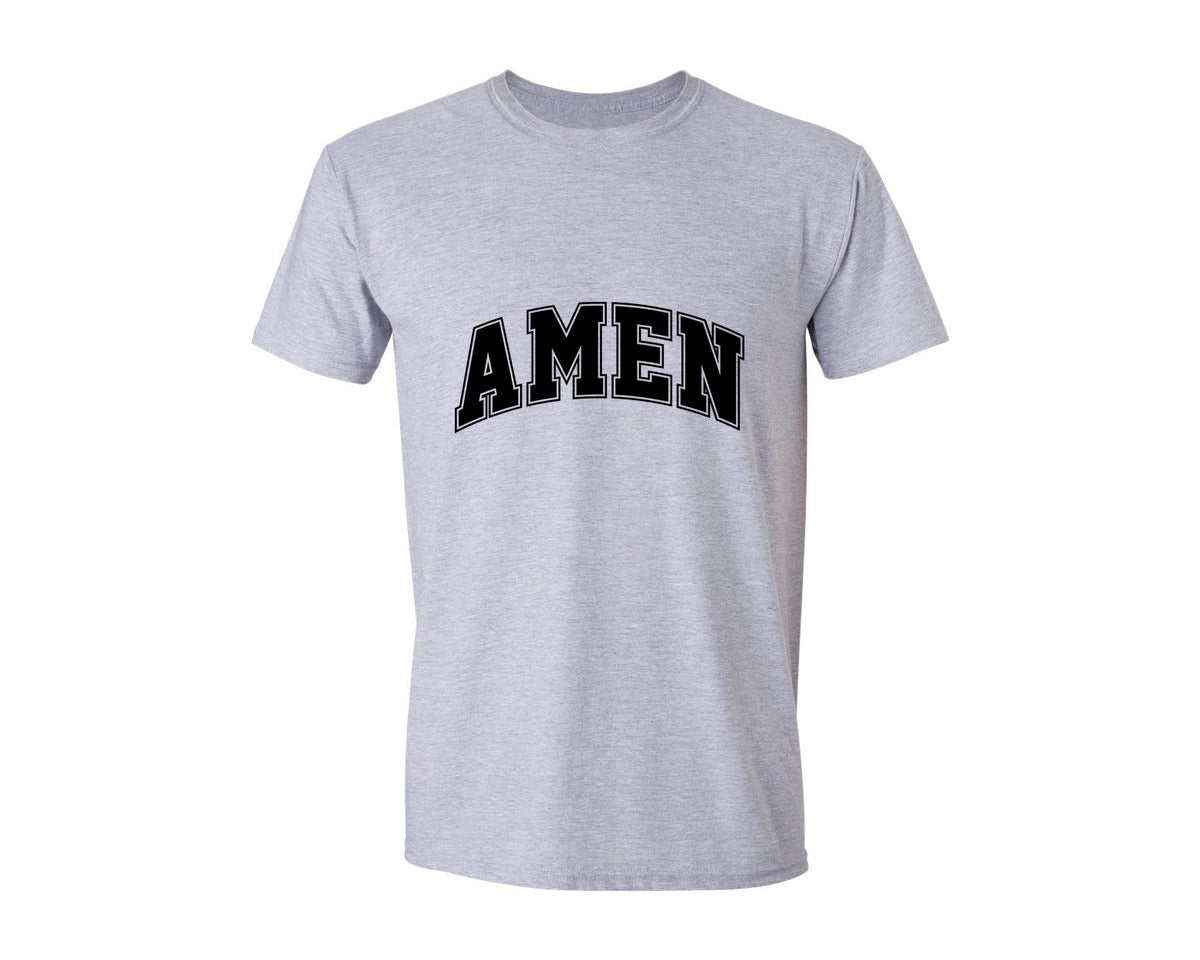 brand:Generic|color:Sports Grey / Athletic Heather|Retro Amen Varsity Graphic T-Shirt