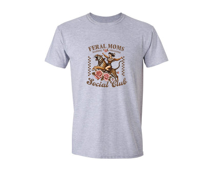 brand:Generic|color:Sports Grey / Athletic Heather|Funny Mothers Day Feral Moms Social Club Graphic T-Shirt